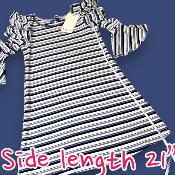 ๐HOST PICK๐NWT Truly Me Girls By Sara Sara Stripped Ruffle Sleeve Dress. 10 - Picture 7 of 12